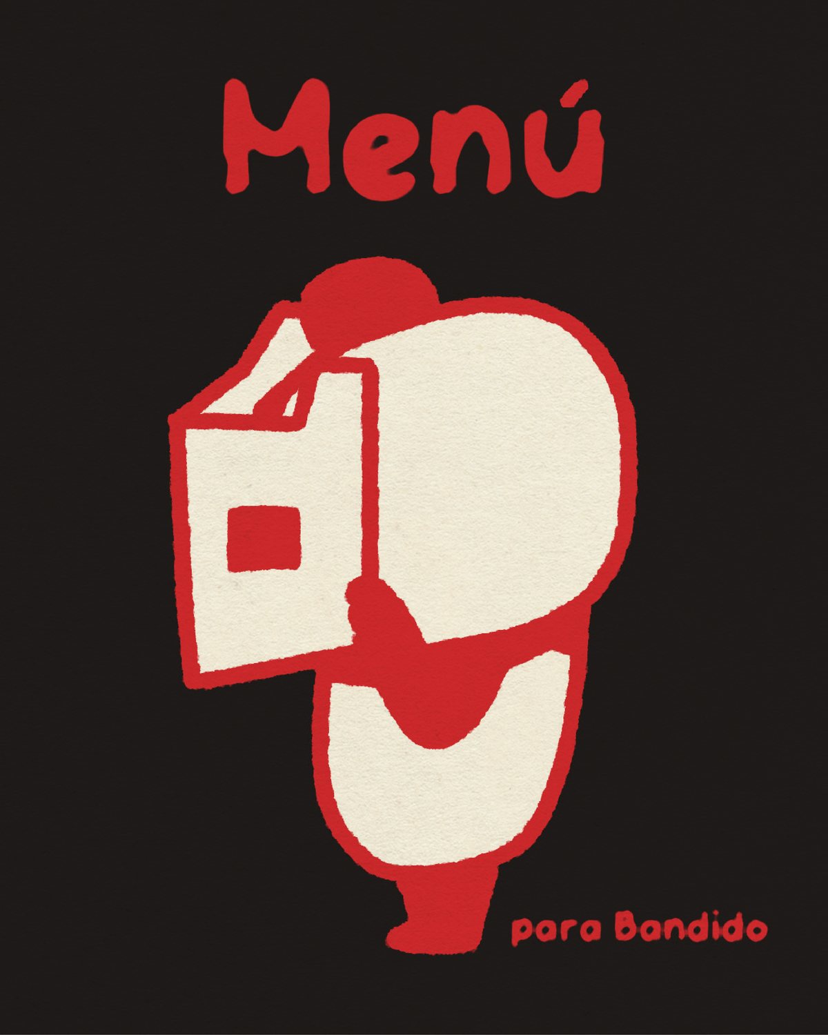 Portada del menú de Bandido Polanco con ilustración roja y tipografía crema