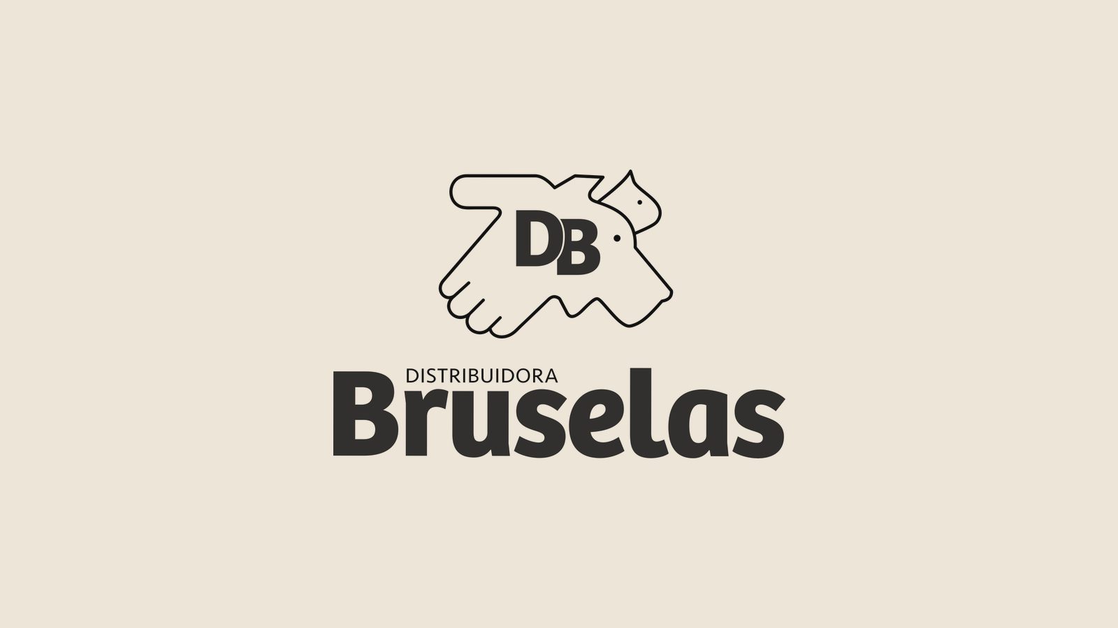 Identidad gráfica de Distribuidora Bruselas en tinta oscura sobre fondo claro
