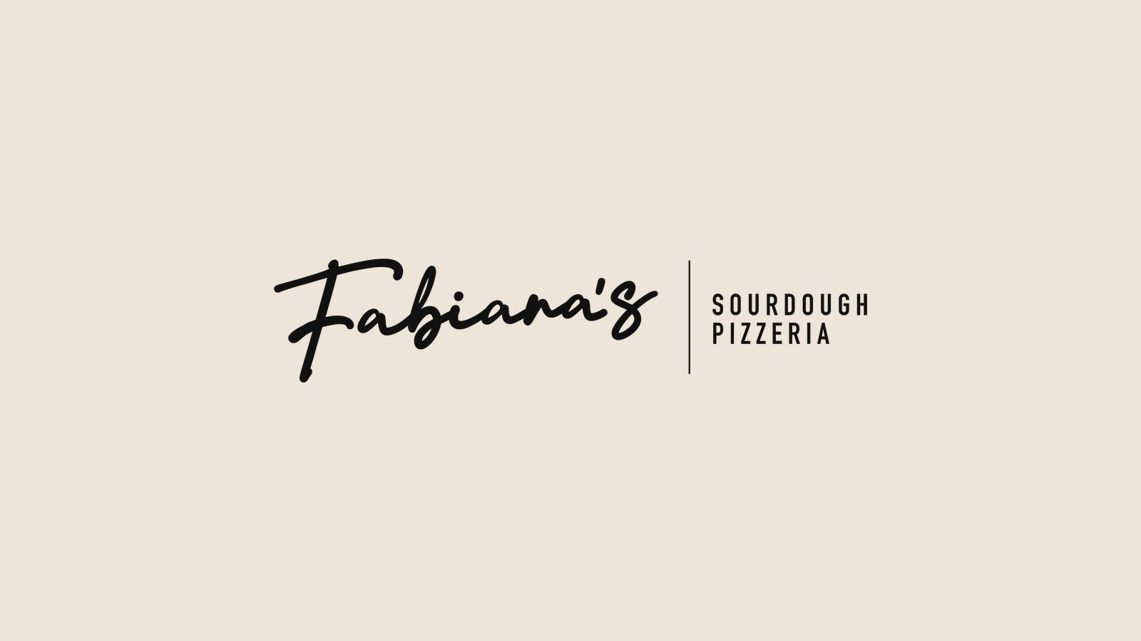 Identidad gráfica de Fabiana's Pizzería en tinta oscura sobre fondo claro