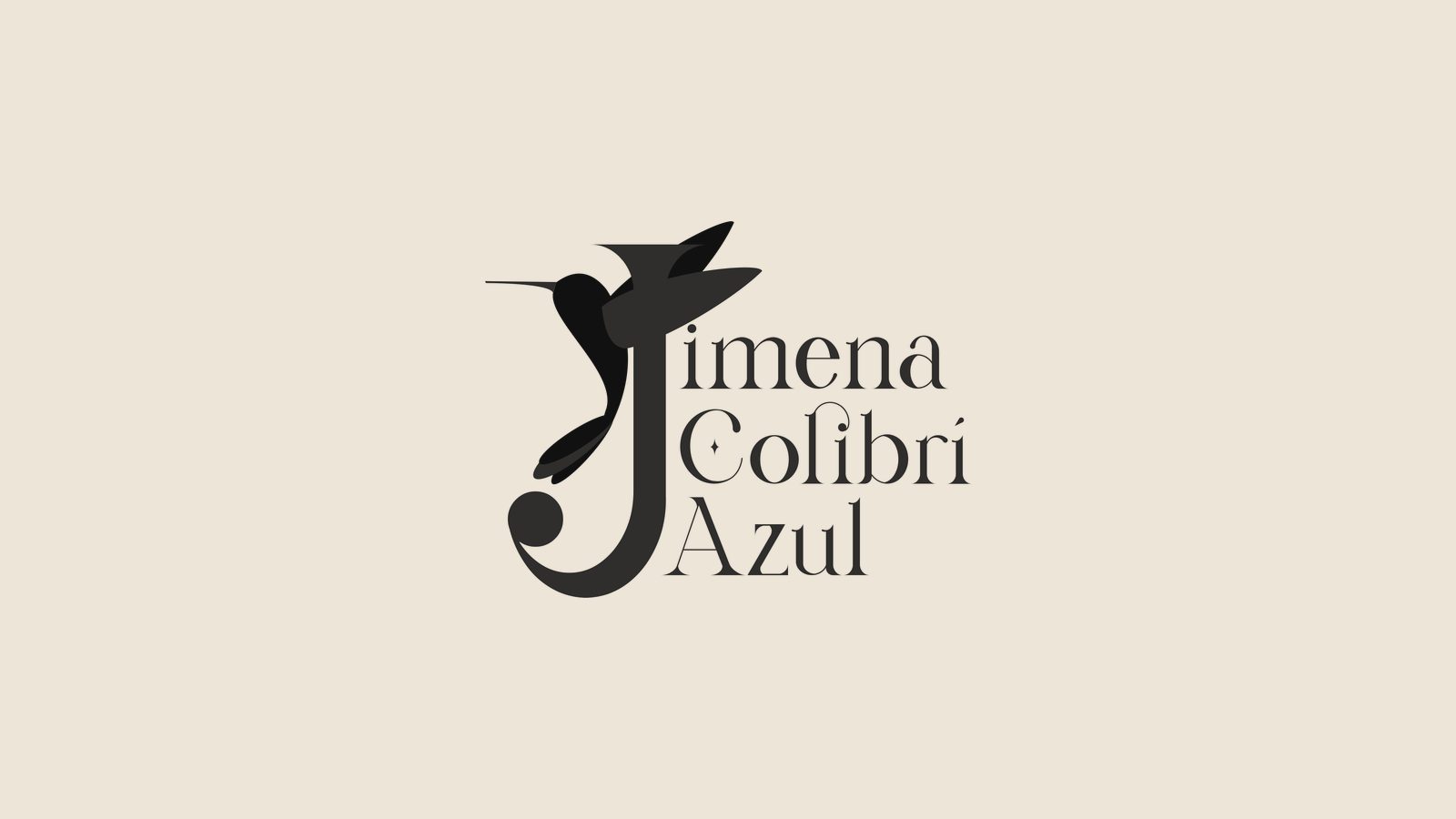Identidad gráfica de Jimena Colibrí Azul en tinta oscura sobre fondo claro
