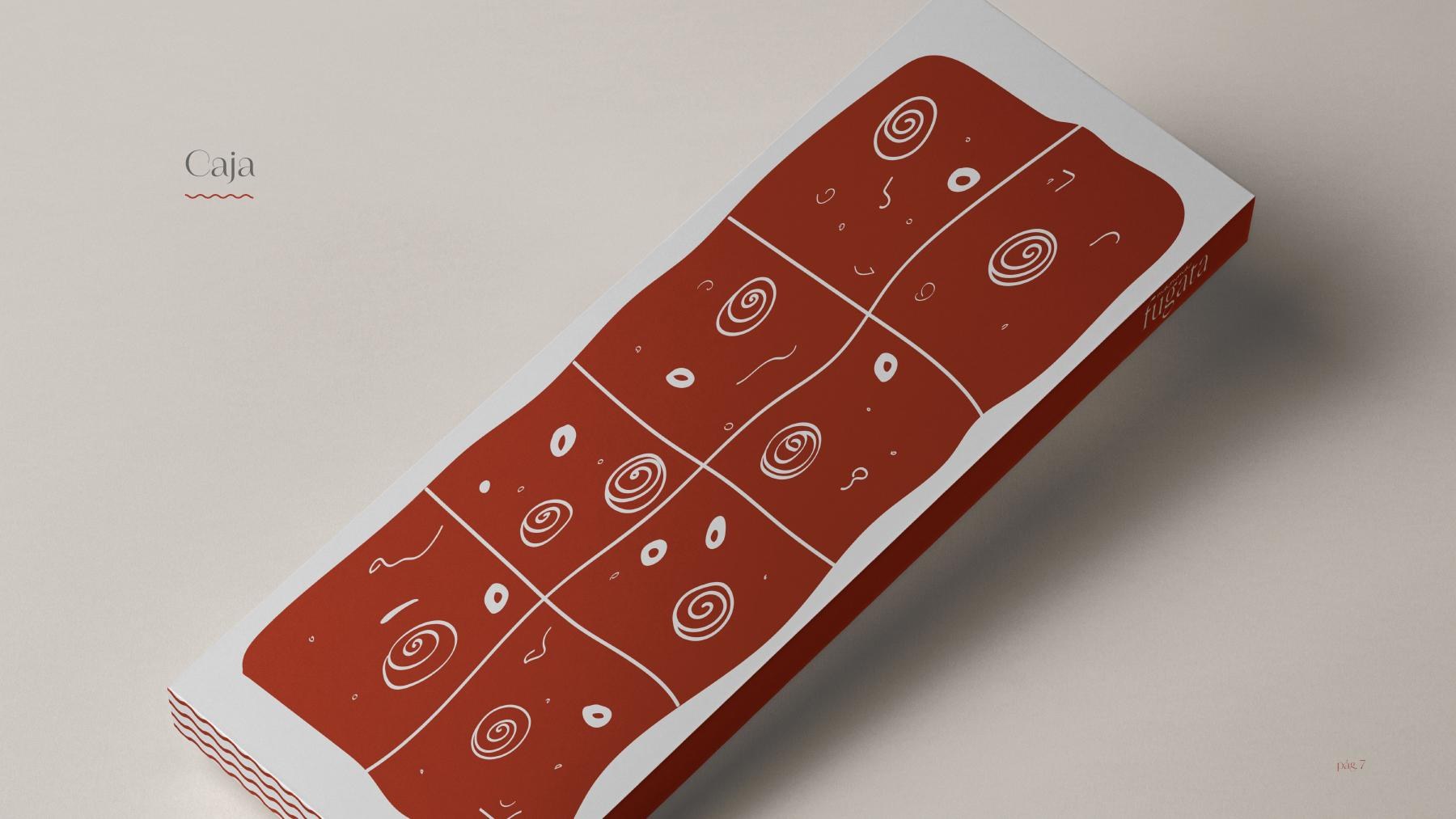 Mockup original de una caja de pizza con ilustraciones en terracota y crema