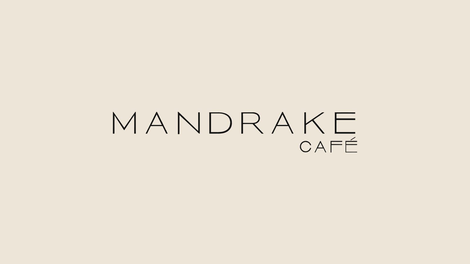 Identidad gráfica de Mandrake Café en tinta oscura sobre fondo claro