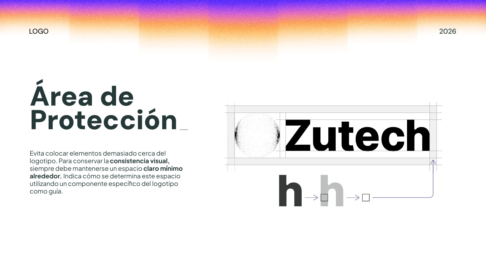 Lámina del manual de Zutech con el área de protección de la firma